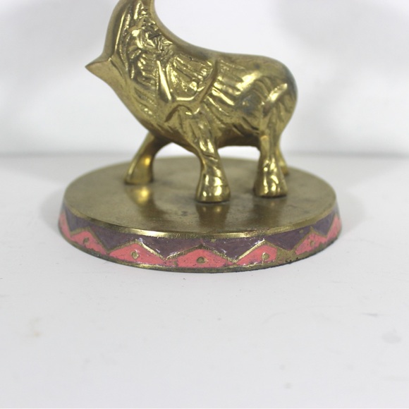 Vintage Brass and Enamel Elephant Candleholder Pillar or Tealight Pink Purple - Picture 7 of 7